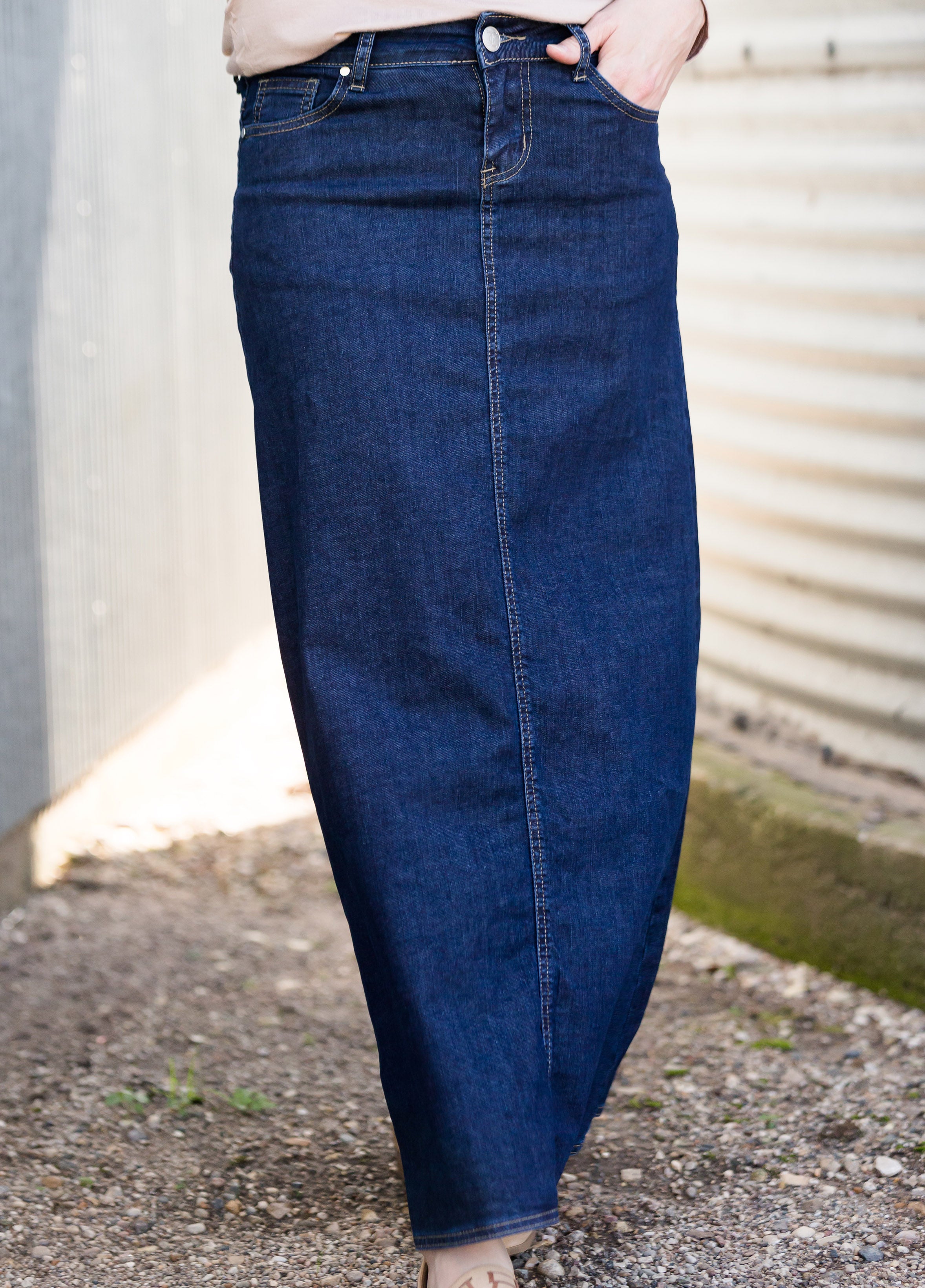 vintage low rise kenzie 90's long denim skirt -worn... - Depop